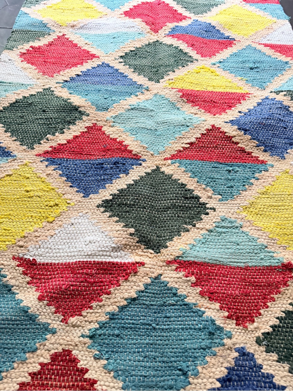 Handwoven Geometric Diamond Rug - Multicolor - Picture 2 of 5